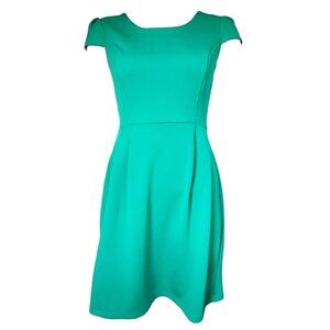 Enfocus Studio Dress Womens Size 6 Solid All Emerald Green Textured Pleated Cute